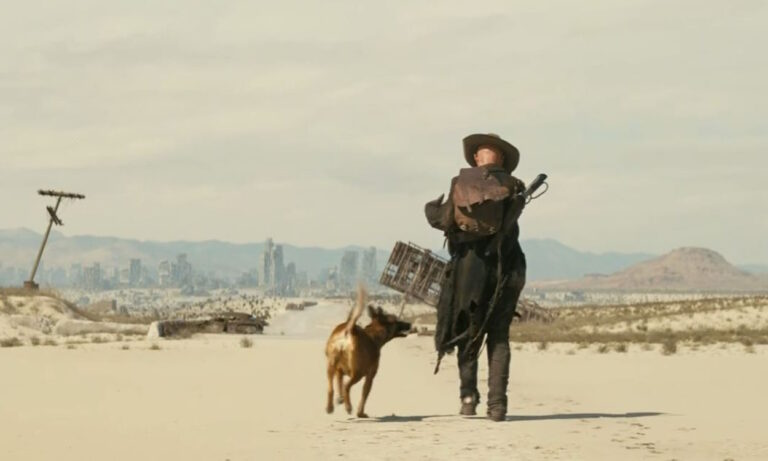 Amazon-Fallout-TV-show-shot-of-Ghoul-walking-with-Dogmeat-for-timeline-explained